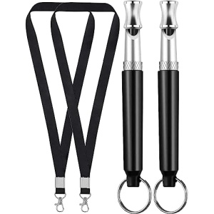 Dog Whistle, 2 Pack Adjustable Ultrasonic Dog Whistle to Stop Barking for Dogs, Recall Training, Professional Ultrasonic Silent Dog Whistle Training Control Tool for Dogs, with Black Strap Lanyard