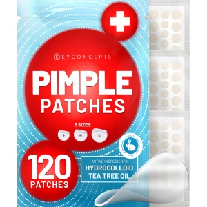 KEYCONCEPTS Pimple Patches for Face (120 Patches), Hydrocolloid Acne Patches with Tea Tree Oil - Pimple Patch Zit Patch and Pimple Stickers - Hydrocolloid Acne Dots for Acne - Zit Patches