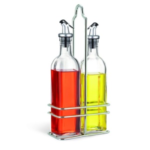 CUISINOX Oil and Vinegar Bottle Cruet Set with Wire Caddy